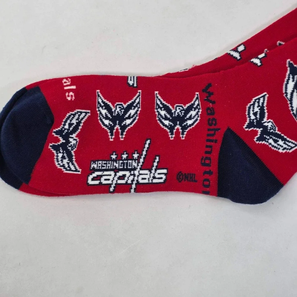 Washington Capitals NHL Hockey Crew Socks Red Navy Blue All Over Print Logo